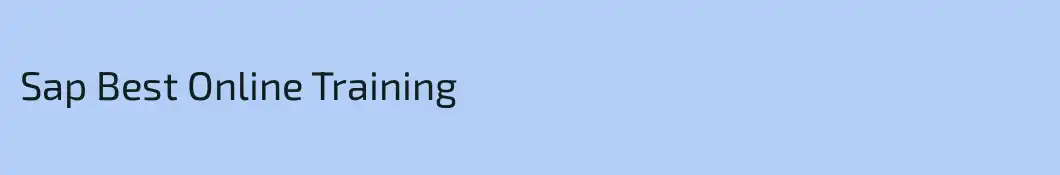 Sap Best Online Training